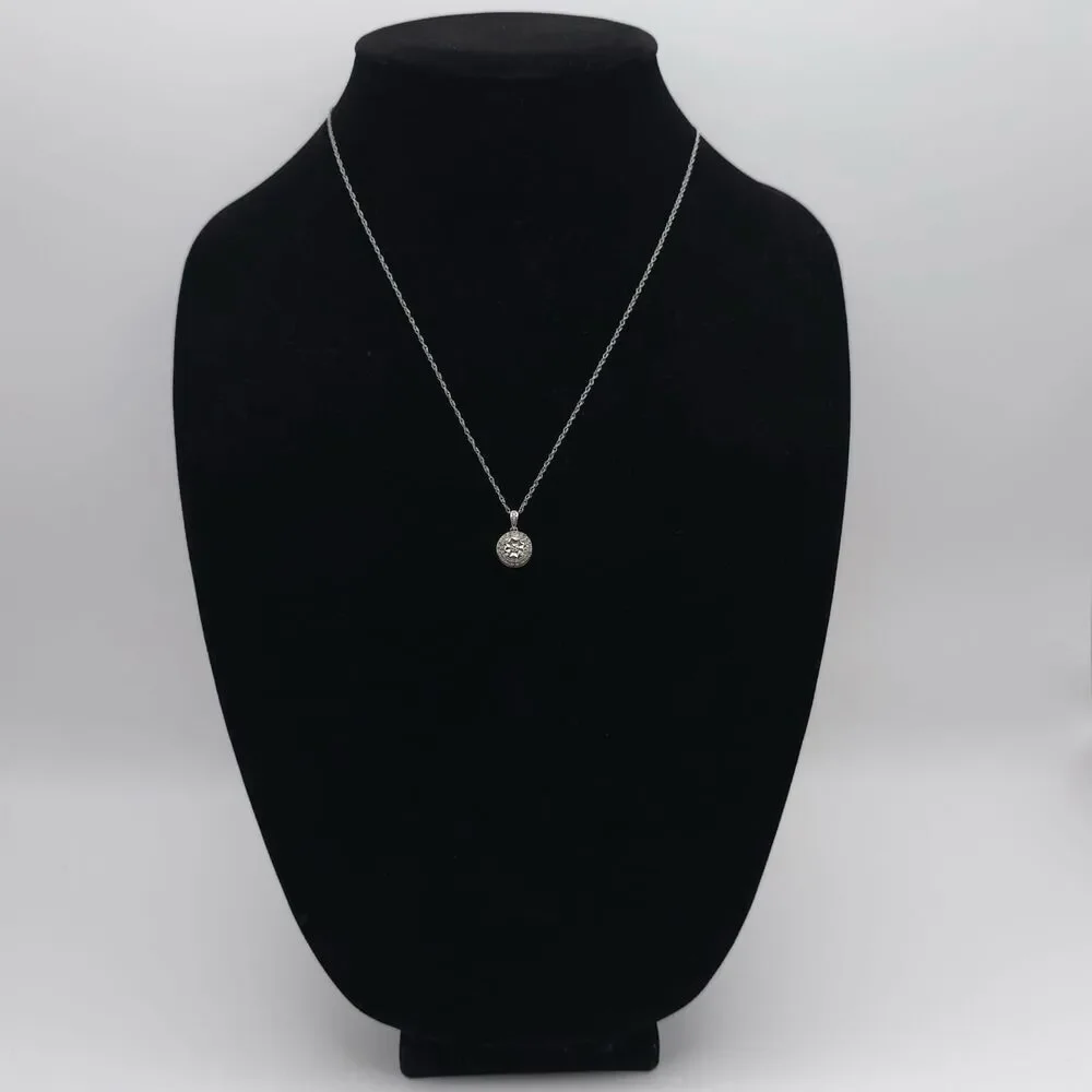 MIDAS 925 Cable Chain Necklace Genuine‎ Diamond Charm Pendant